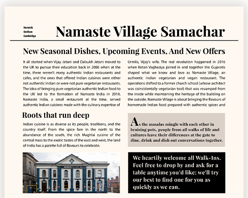 Namaste Vilage Newsletter